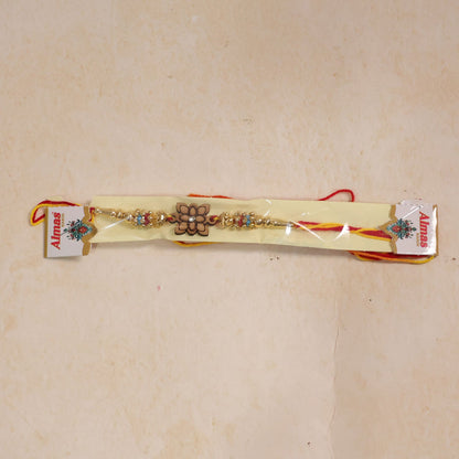 Square Floral Charm Beaded Rakhi Raksha Bandhan Designer Gift
