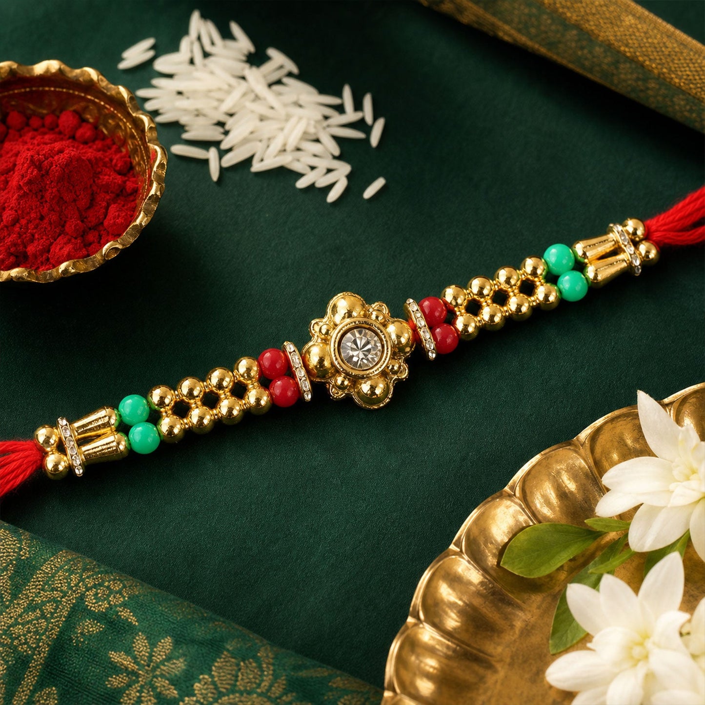 Premium Style Stone Charm Rakhi Raksha Bandhan Festive Special
