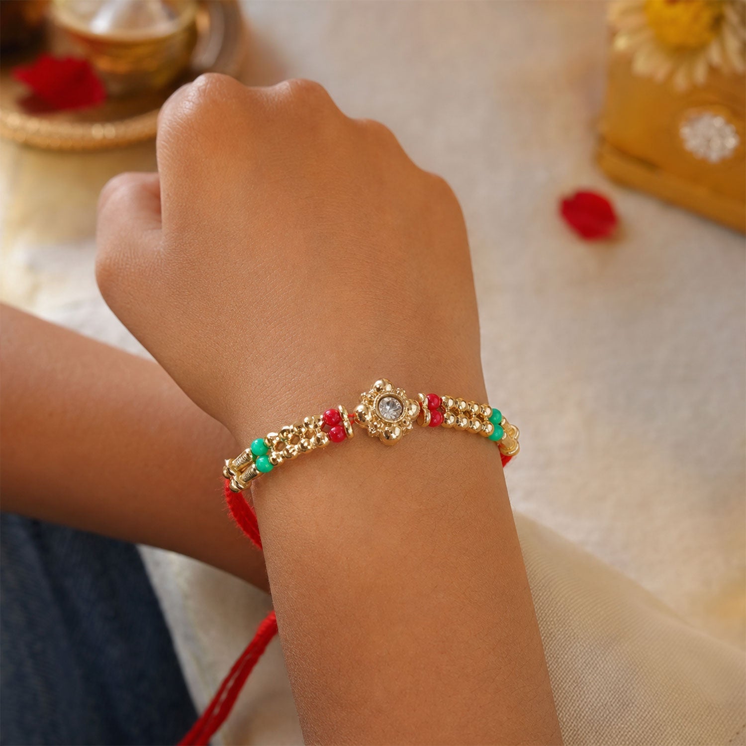 Premium Style Stone Charm Rakhi Raksha Bandhan Festive Special