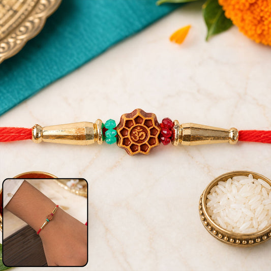 Flower Om Motif Bracelet Rakhi Raksha Bandhan Premium Gift Style