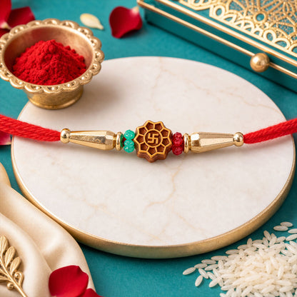 Flower Om Motif Bracelet Rakhi Raksha Bandhan Premium Gift Style