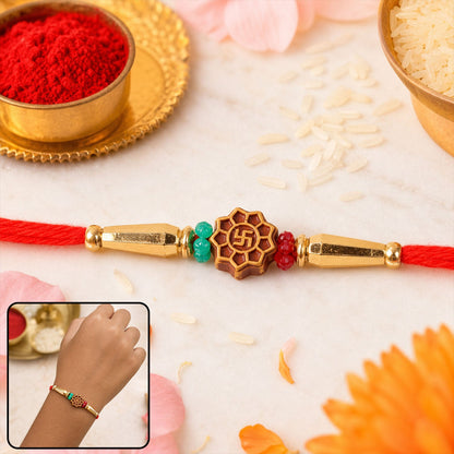 Flower Om Motif Bracelet Rakhi Raksha Bandhan Premium Gift Style