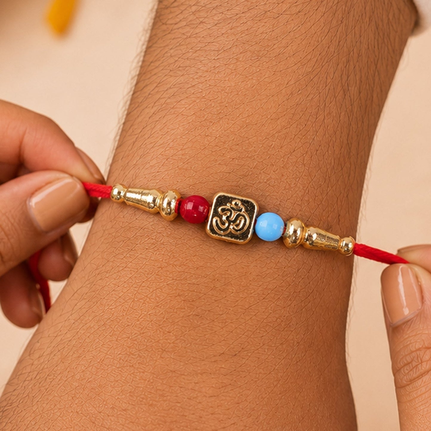 Swastik And Om Symbol Beaded Designer Rakhi Raksha Bandhan Traditional Gift