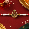 Trishul Charm Pearl Beaded Rakhi Raksha Bandhan Traditional Gift