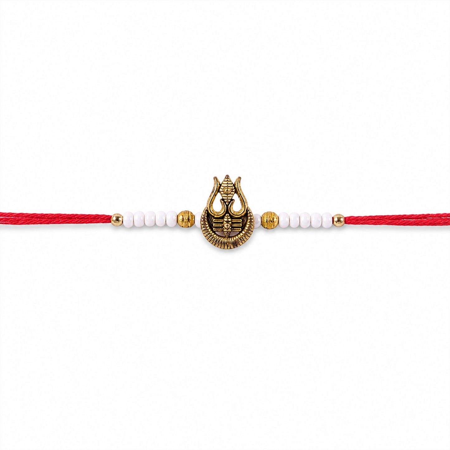 Trishul Charm Pearl Beaded Rakhi Raksha Bandhan Traditional Gift