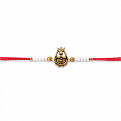 Trishul Charm Pearl Beaded Rakhi Raksha Bandhan Traditional Gift