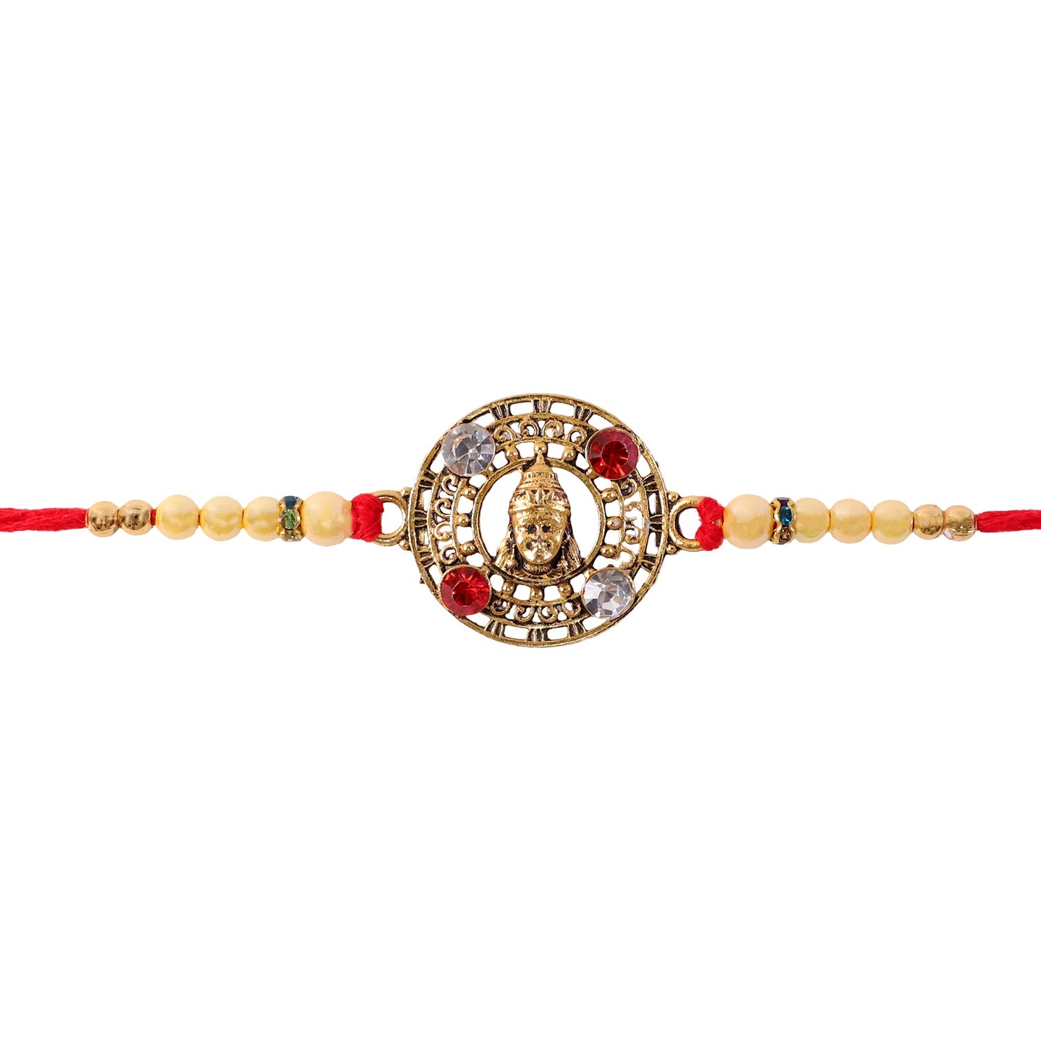 Divine Round Motif Pearl Rakhi Raksha Bandhan Traditional Gift