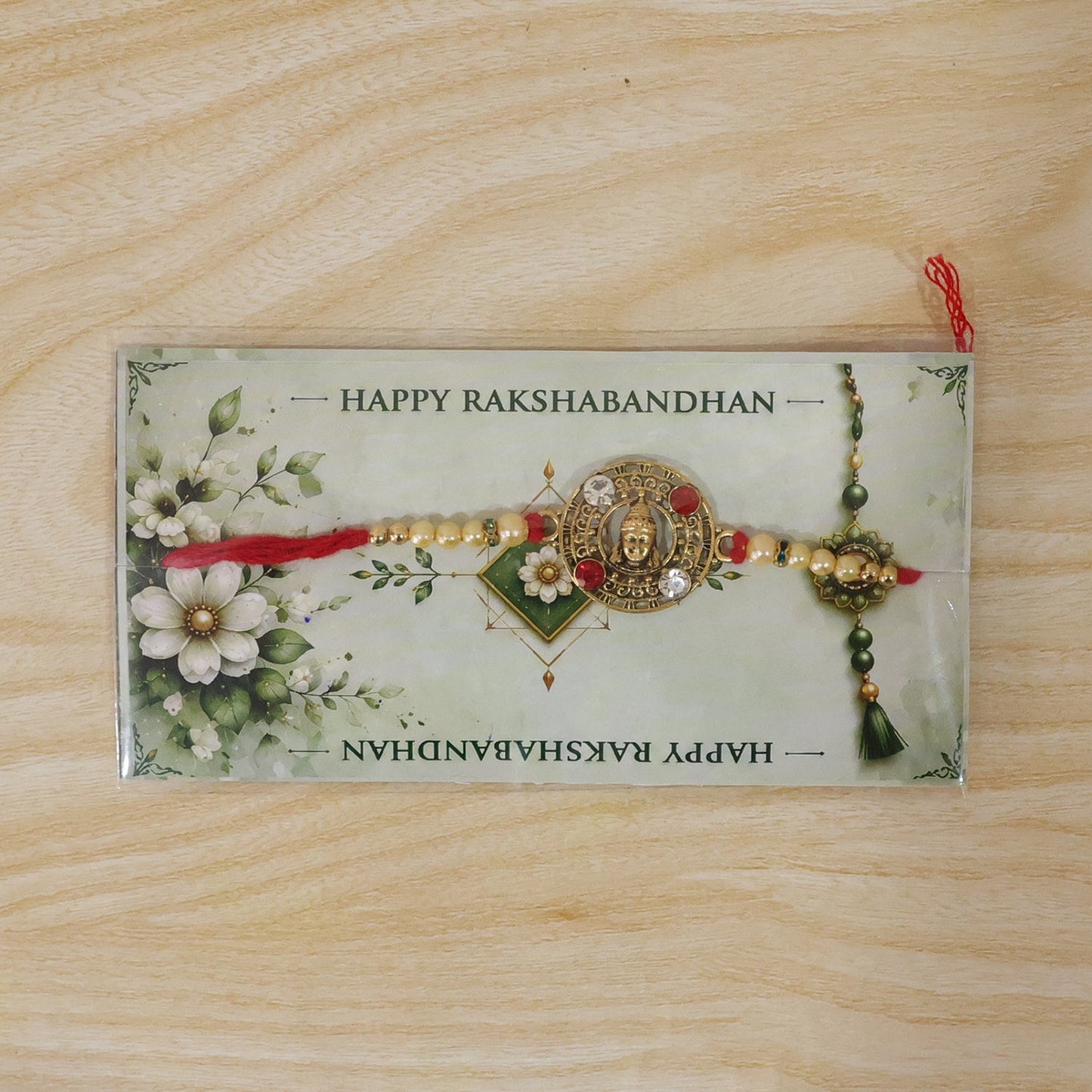 Divine Round Motif Pearl Rakhi Raksha Bandhan Traditional Gift