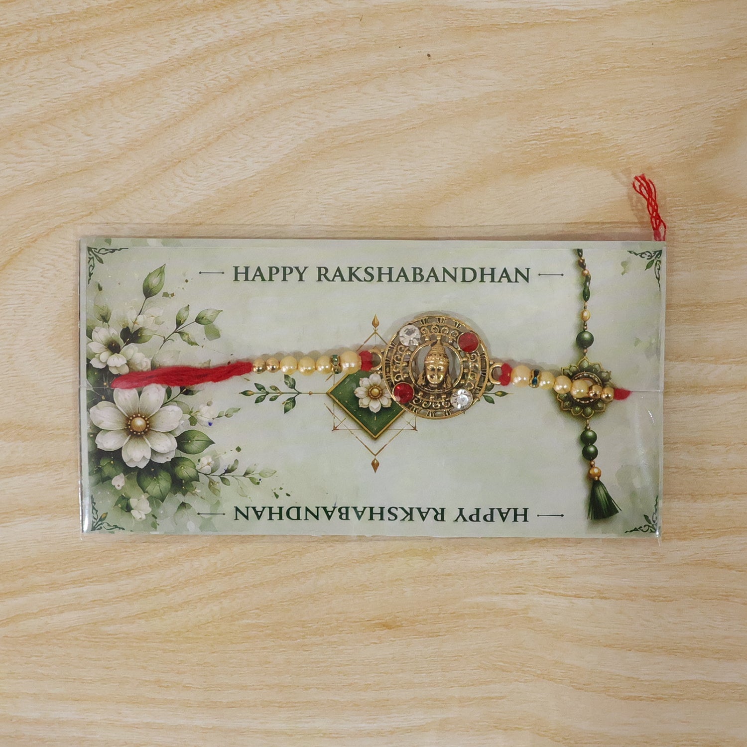 Divine Round Motif Pearl Rakhi Raksha Bandhan Traditional Gift