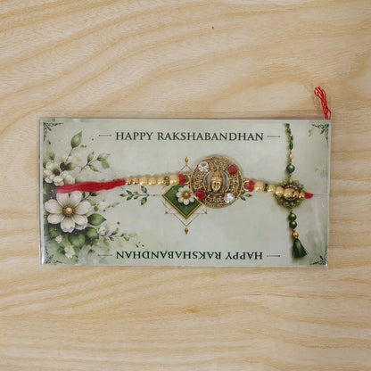 Divine Round Motif Pearl Rakhi Raksha Bandhan Traditional Gift