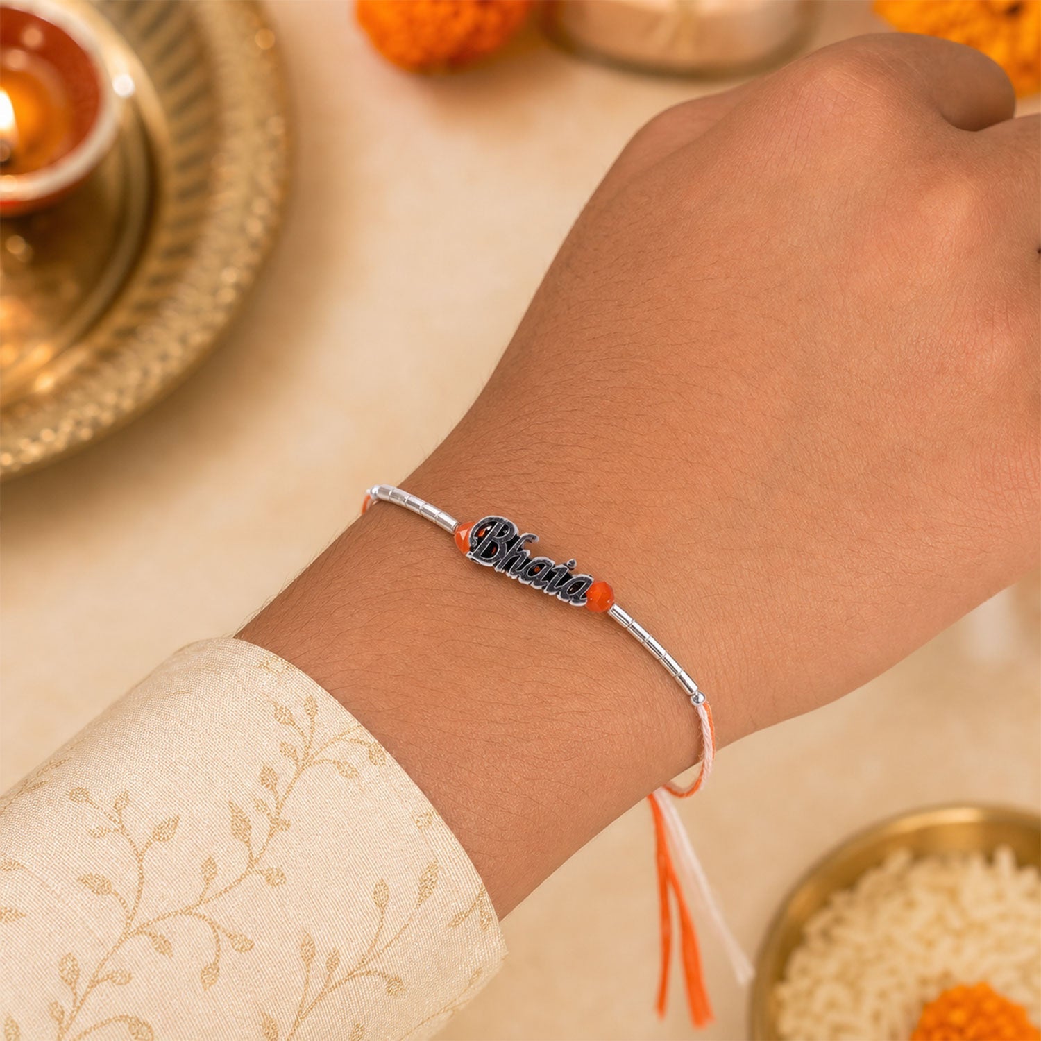 Bhai Text Bracelet Style Designer Rakhi Raksha Bandhan Gift Special