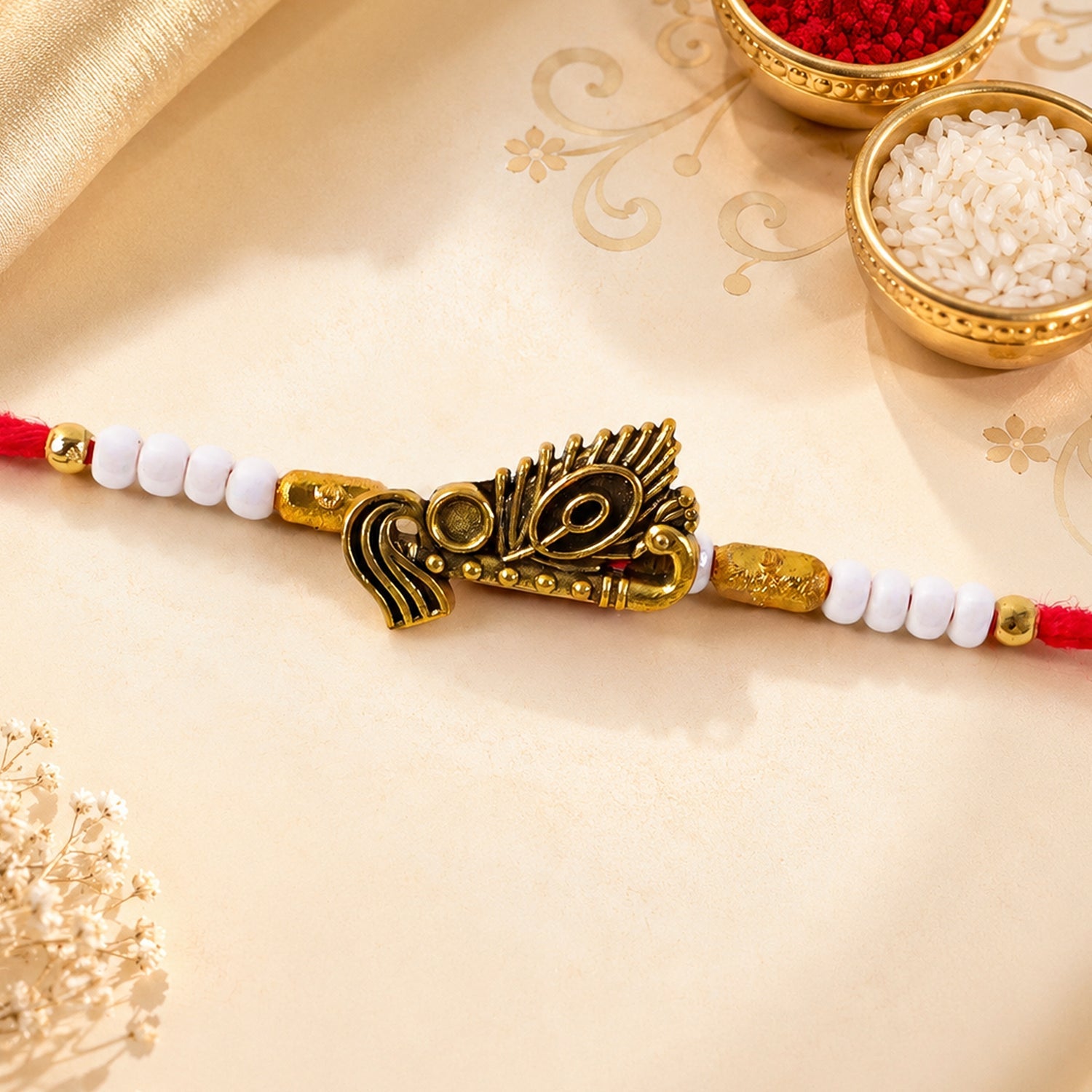 Peacock Feather Motif Designer Rakhi Raksha Bandhan Traditional Gift