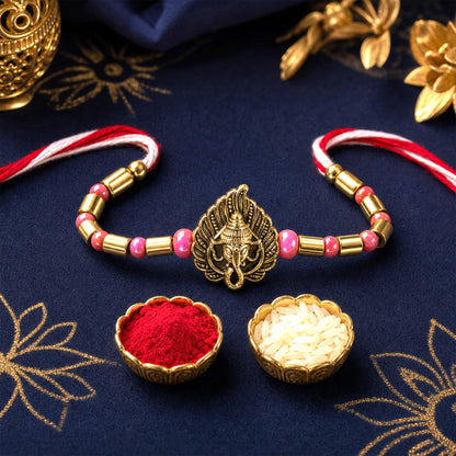 Leaf Paisley Ganesha Motif Designer Rakhi Raksha Bandhan Gift Special