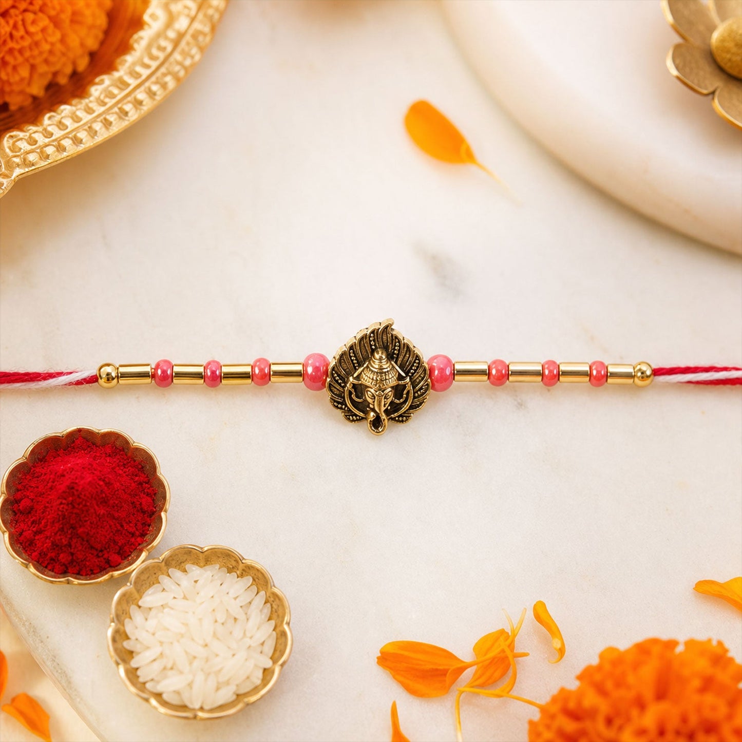 Leaf Paisley Ganesha Motif Designer Rakhi Raksha Bandhan Gift Special