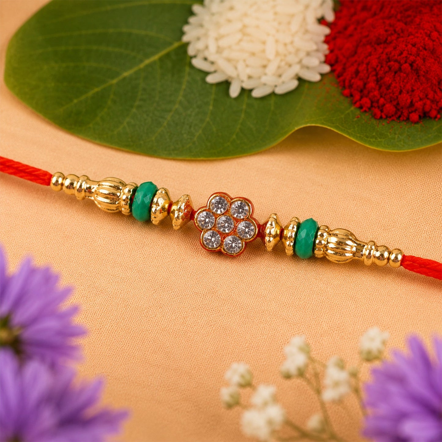 Round Floral Beaded Designer Rakhi Raksha Bandhan Celebration
