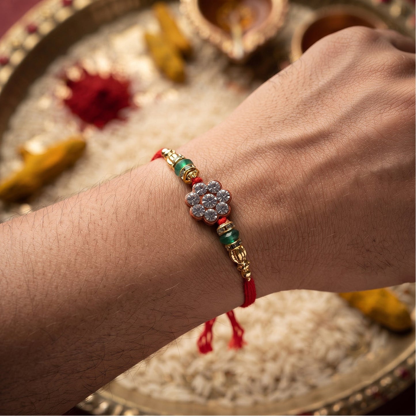 Round Floral Beaded Designer Rakhi Raksha Bandhan Celebration