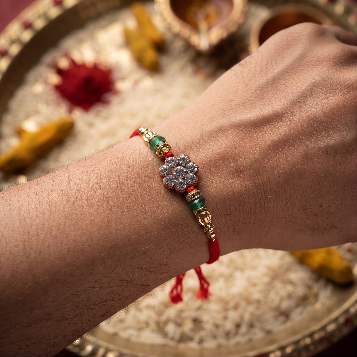 Round Floral Beaded Designer Rakhi Raksha Bandhan Celebration