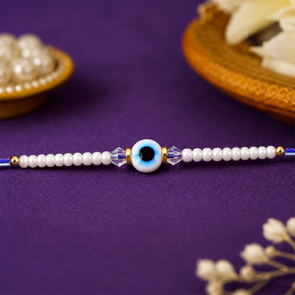 Evil Eye Pearl Bracelet Designer Rakhi Raksha Bandhan Premium Gift