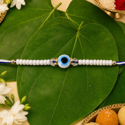 Evil Eye Pearl Bracelet Designer Rakhi Raksha Bandhan Premium Gift