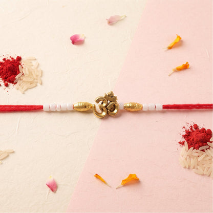 Om Symbol Charm Beaded Designer Rakhi Raksha Bandhan Traditional Gift