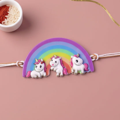 Rainbow Unicorn Kids Designer Rakhi Raksha Bandhan Celebration Gift