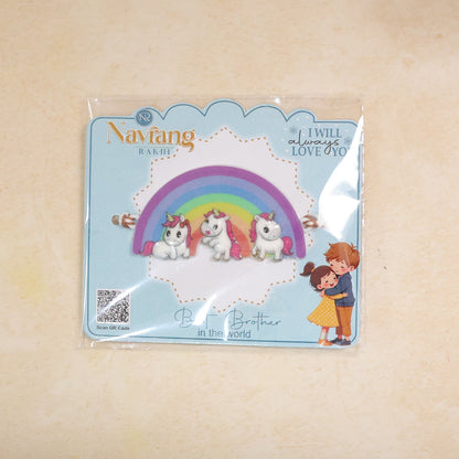 Rainbow Unicorn Kids Designer Rakhi Raksha Bandhan Celebration Gift