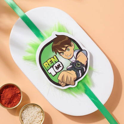 Side view of Ben Ten character kids designer Rakhi showing design details.