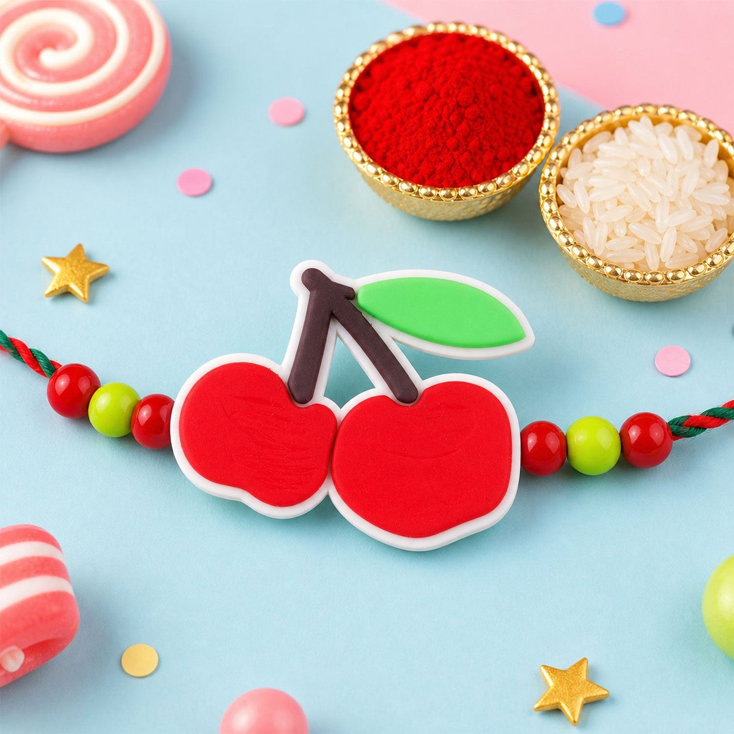 Cute Popsicle Cherry Kids Rakhi Combo Set Raksha Bandhan Special (3 Pc)