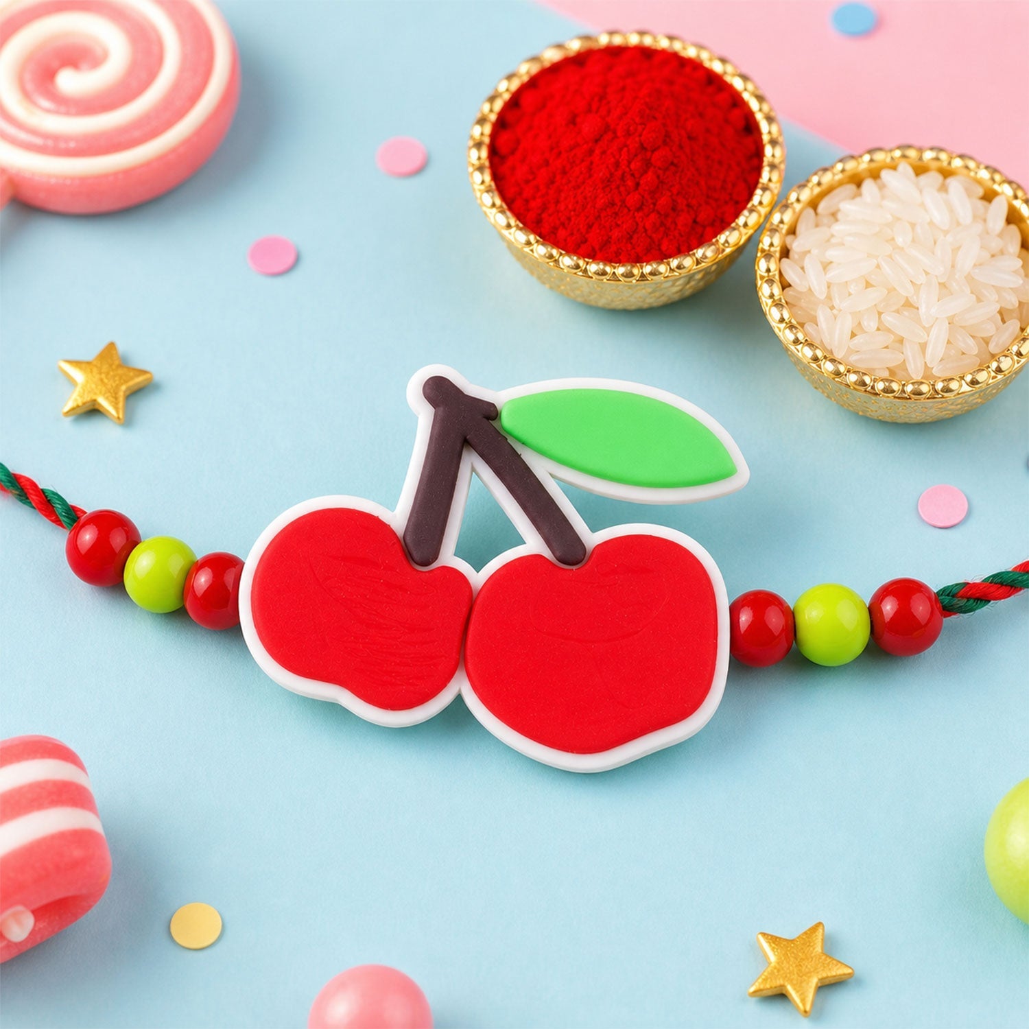 Cute Popsicle Cherry Kids Rakhi Combo Set Raksha Bandhan Special (3 Pc)