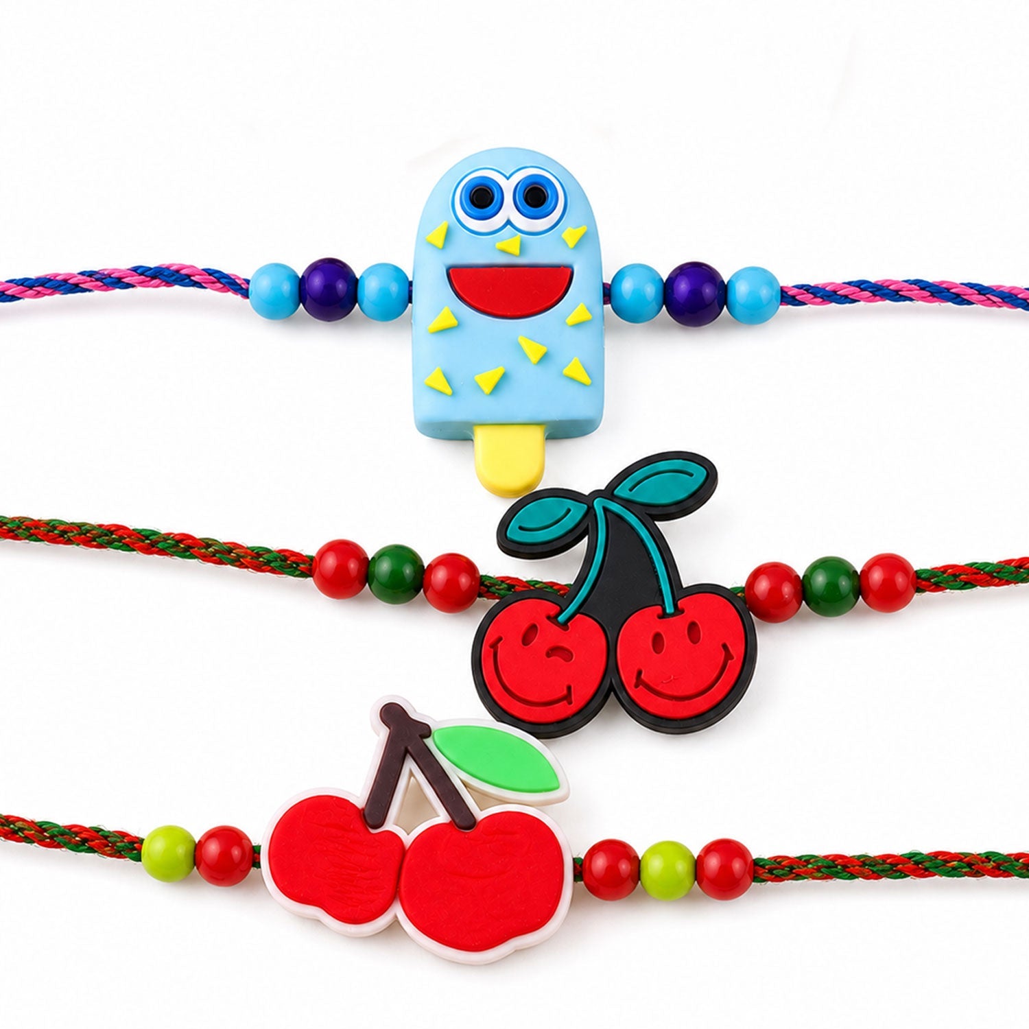Cute Popsicle Cherry Kids Rakhi Combo Set Raksha Bandhan Special (3 Pc)
