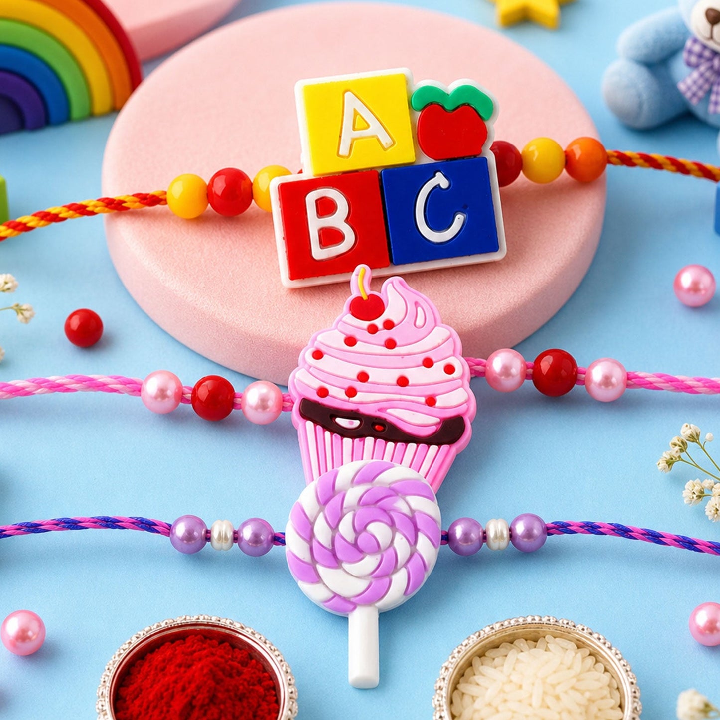 ABC Cupcake Candy Kids Rakhi Combo Pack Raksha Bandhan Special (3 Pc)