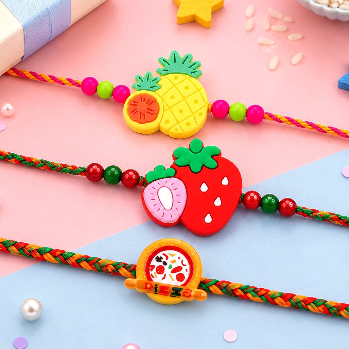 Fruit Theme Cute Kids Rakhi Combo Pack Raksha Bandhan Special (3 Pc)