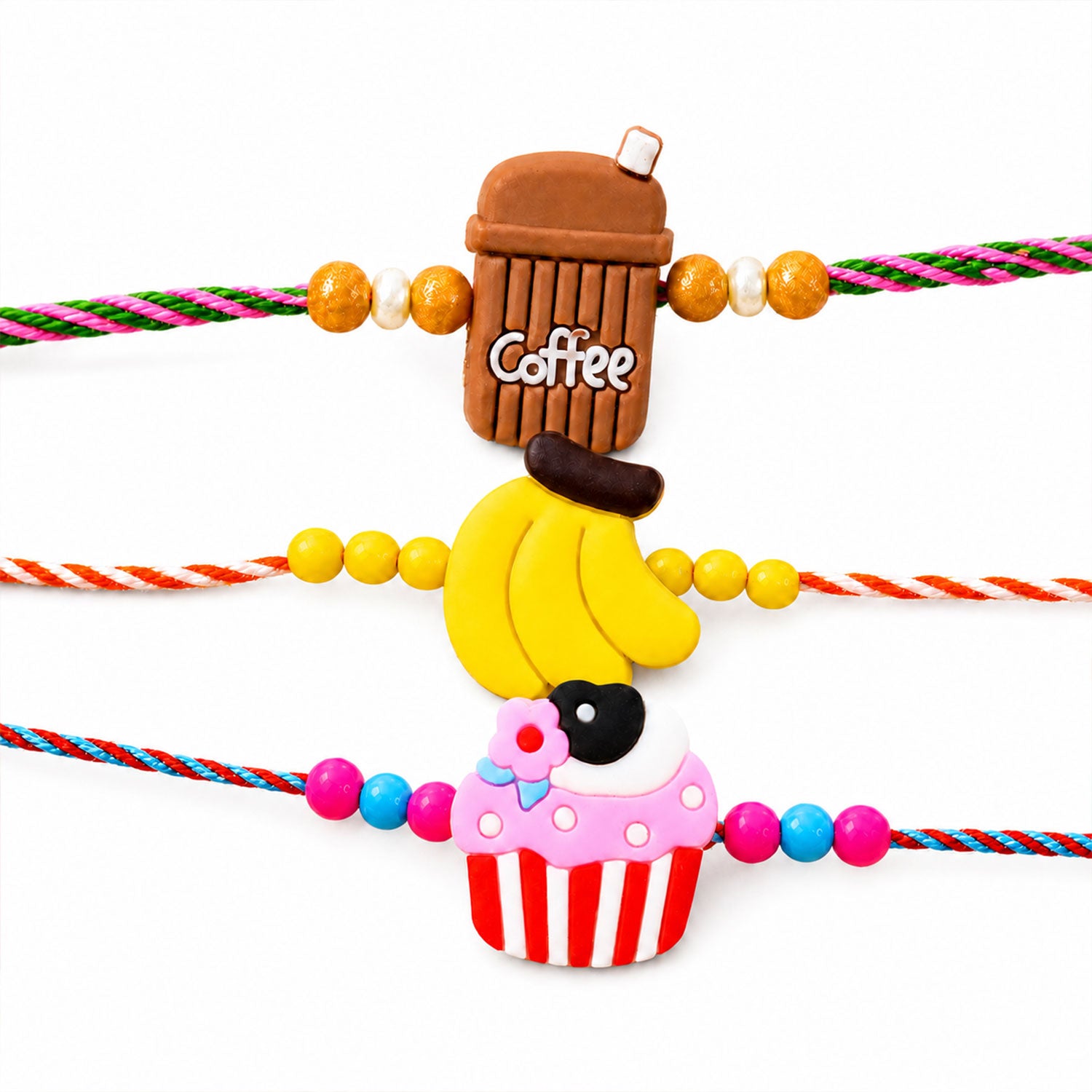 Coffee Banana Cupcake Kids Rakhi Combo Raksha Bandhan Set (3 Pc)