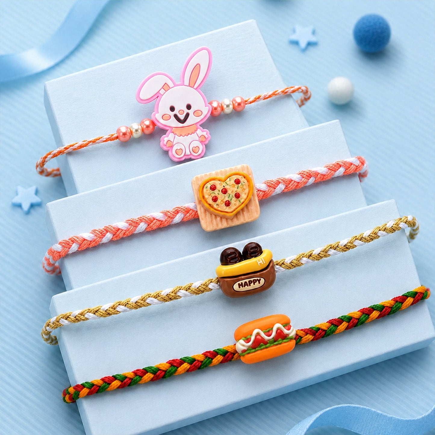 Bunny Snacks Kids Designer Rakhi Combo Pack Raksha Bandhan (4 Pc)