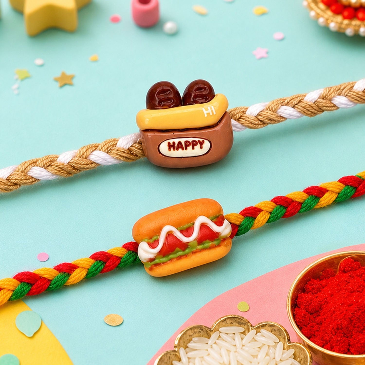 Snack Theme Designer Kids Rakhi Raksha Bandhan Combo (2 Pc)