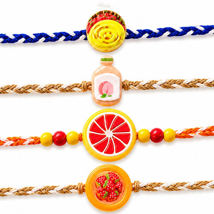 Juice Fruit Candy Kids Rakhi Combo Pack Raksha Bandhan Set (4 Pc)