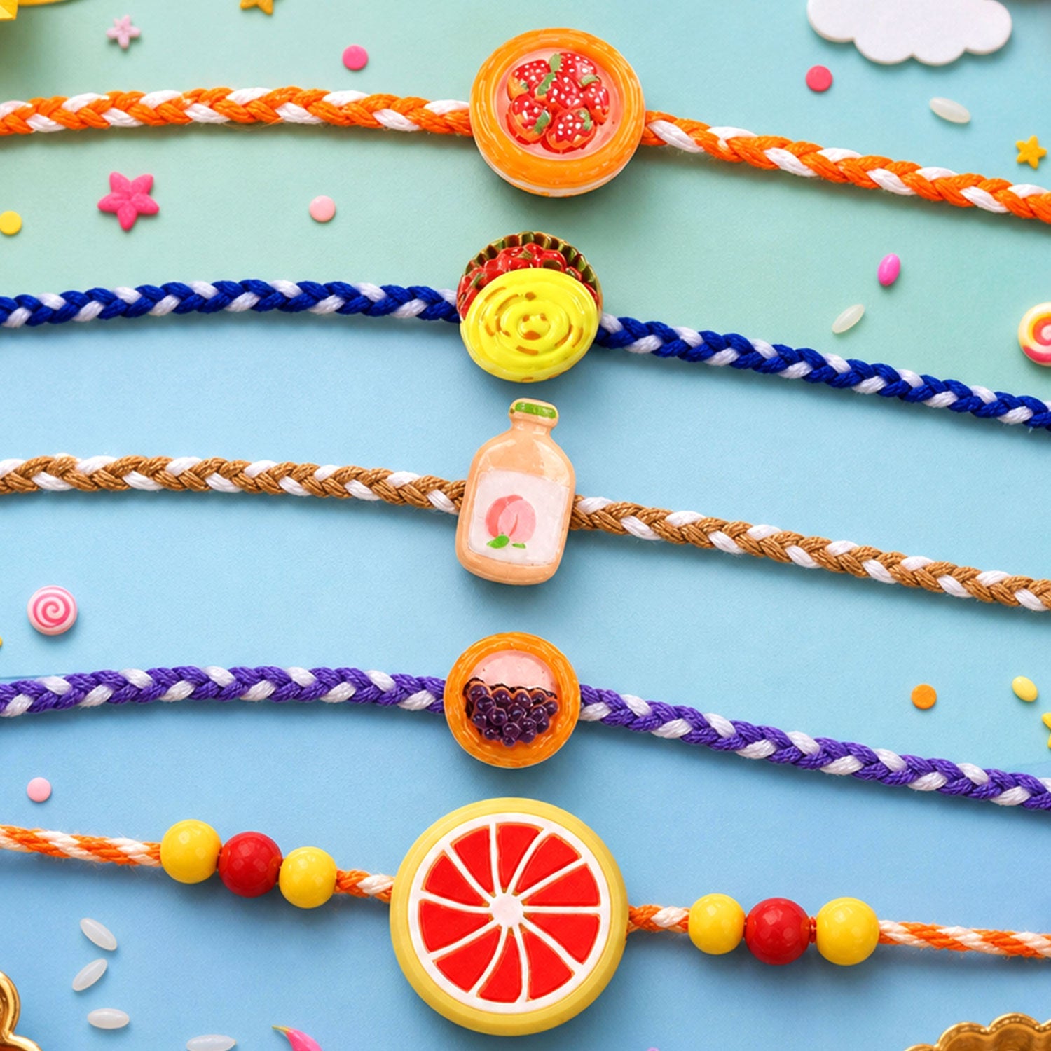 Fruit Candy Juice Kids Rakhi Combo Set Raksha Bandhan Special (5 Pc)