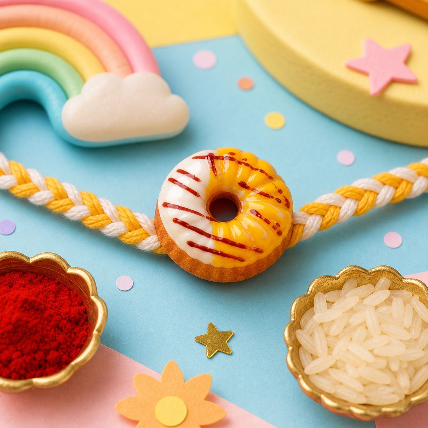 Burger Donut Snack Kids Rakhi Combo Raksha Bandhan Pack (3 Pc)