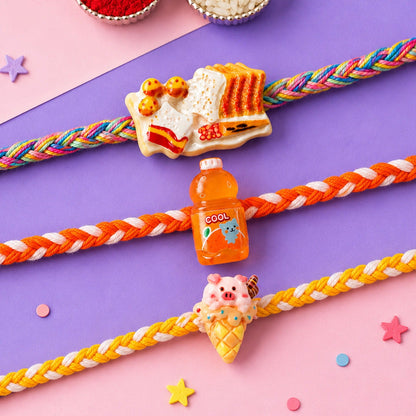 Fries Drink Ice Cream Kids Rakhi Combo Set Raksha Bandhan (3 Pc)