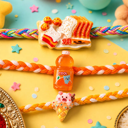 Fries Drink Ice Cream Kids Rakhi Combo Set Raksha Bandhan (3 Pc)