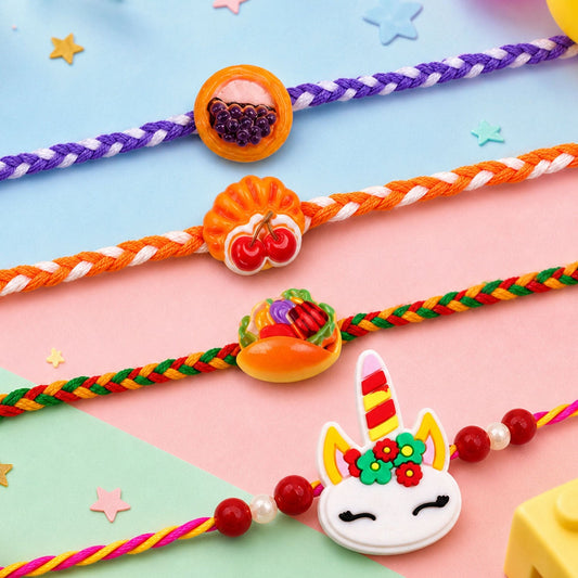Unicorn Fruit Food Kids Rakhi Combo Pack Raksha Bandhan (4 Pc)