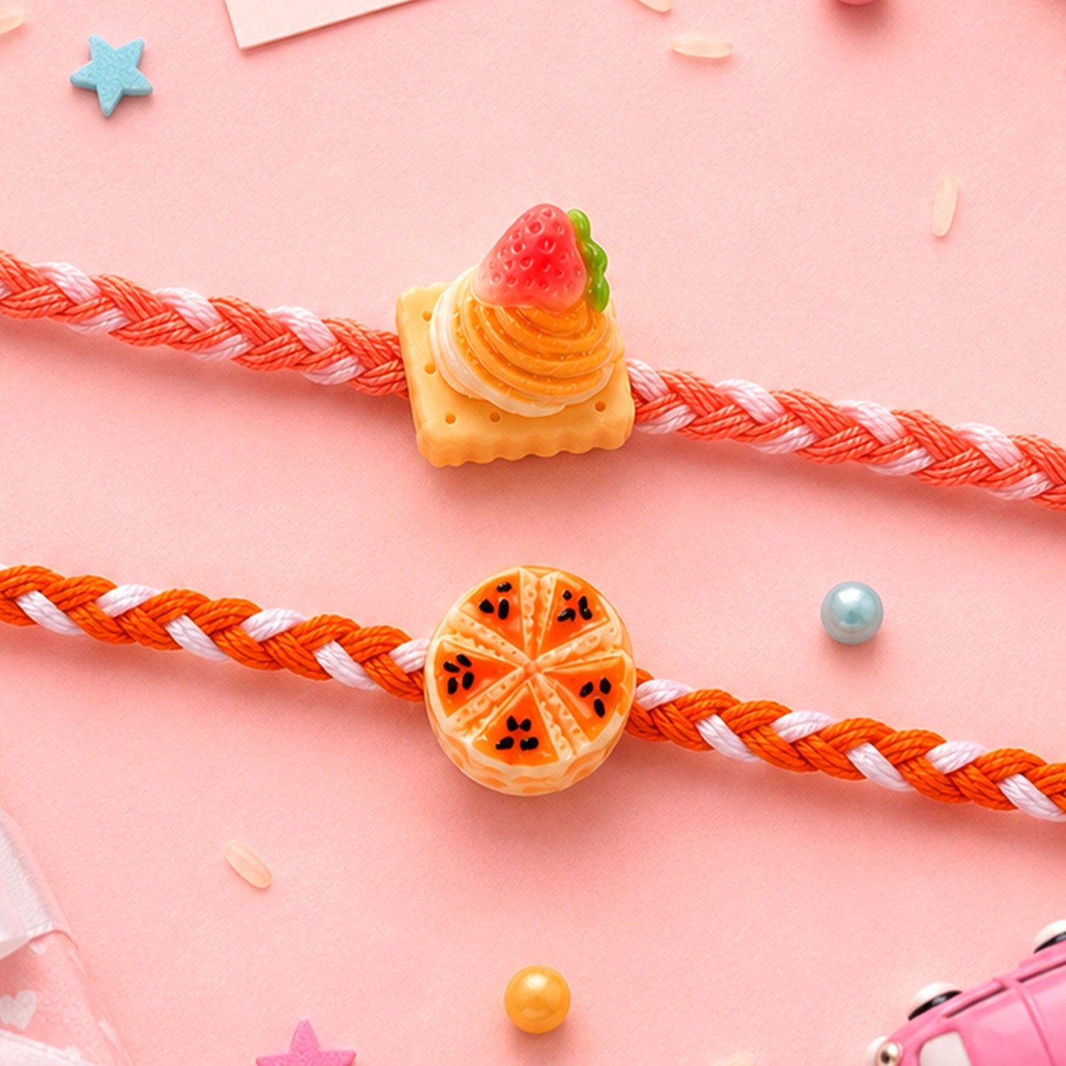 Cake Fruit Dessert Kids Rakhi Combo Raksha Bandhan (2 Pc)