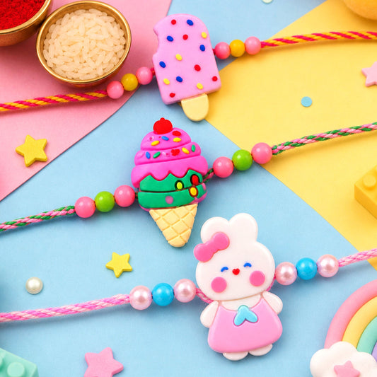 Ice Cream Bunny Kids Designer Rakhi Combo Pack Raksha Bandhan (3 Pc)