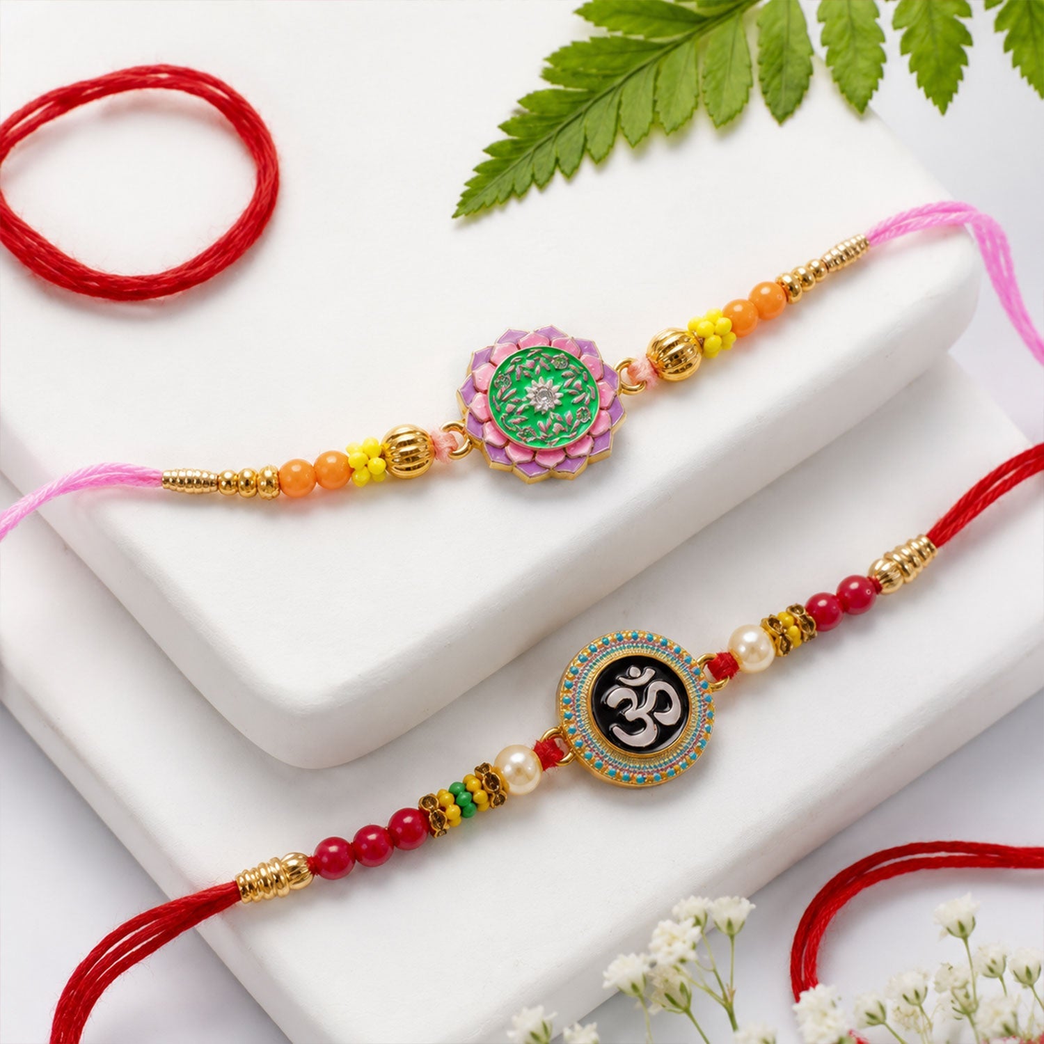 Om Motif Traditional Designer Rakhi Combo Raksha Bandhan (2 Pc)