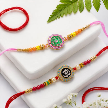 Om Motif Traditional Designer Rakhi Combo Raksha Bandhan (2 Pc)