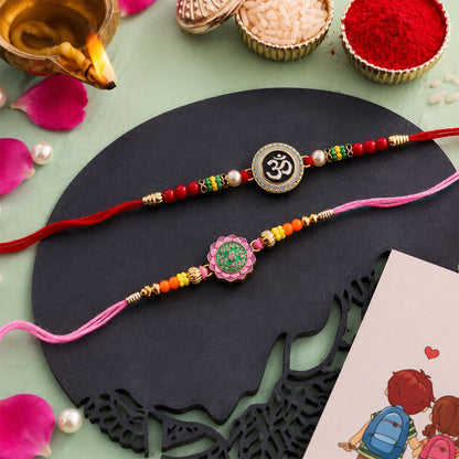 Om Motif Traditional Designer Rakhi Combo Raksha Bandhan (2 Pc)