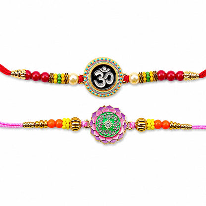 Om Motif Traditional Designer Rakhi Combo Raksha Bandhan (2 Pc)