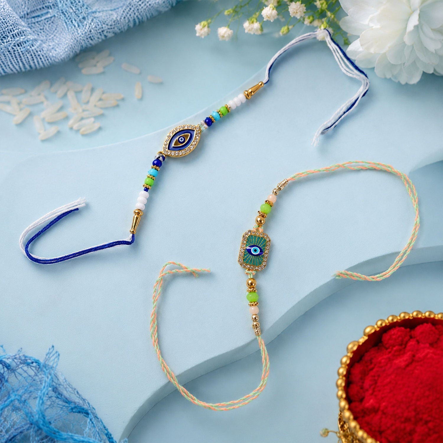 Evil Eye Stone Designer Rakhi — Rakhi Set of 2