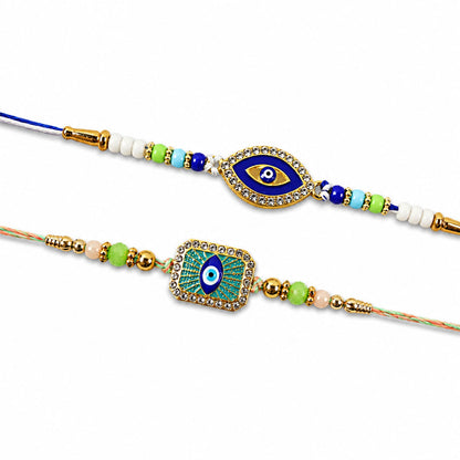 Evil Eye Stone Designer Rakhi Set Raksha Bandhan Special (2 Pc)