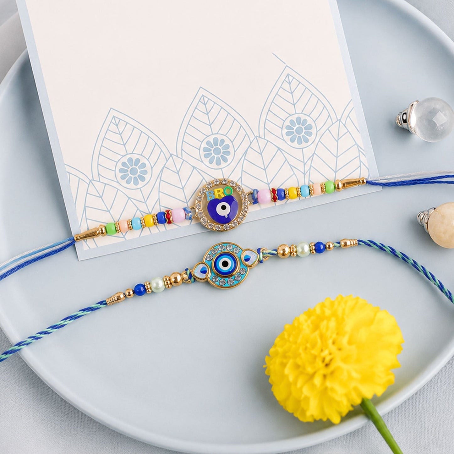 Evil Eye Beads Designer Rakhi Combo Raksha Bandhan (2 Pc)